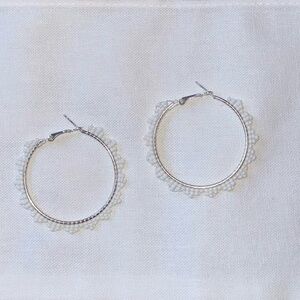 Elegant Silver Lace Hoop Earrings